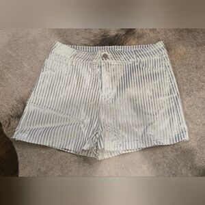 Striped Silver and White Women's Shorts